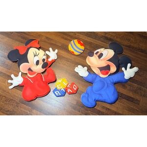 Vintage 1984 soft Mickey and Minnie Mouse wall hangings.  Disney nursery